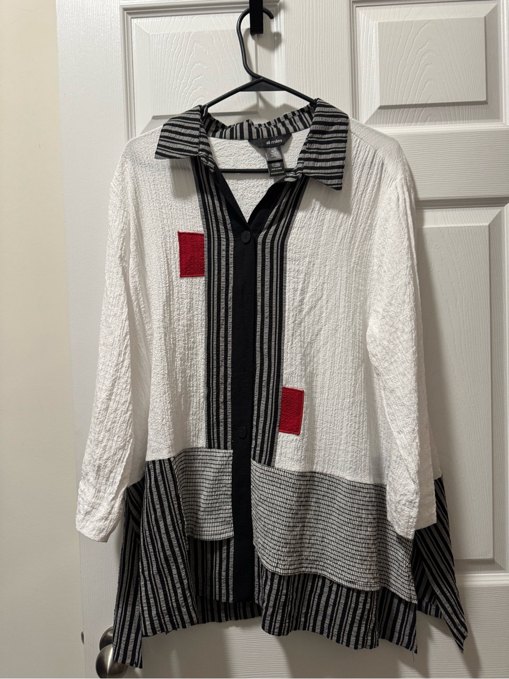 Ali Miles Black and White Striped Top - XL